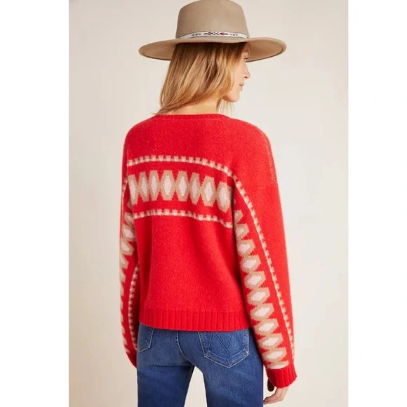Anthropologie Tinsley Premium Cashmere Intarsia Knit Sweater Size XS Sweaters